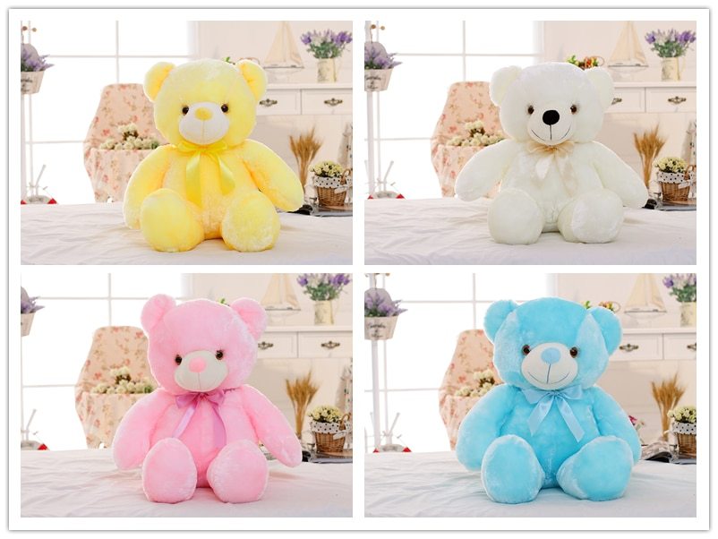 Kreativer Leuchtender LED Teddybär Kuscheltier Plüschspielzeug Bunt Leuchtendes Weihnachtsgeschenk für Kinder Kissen"