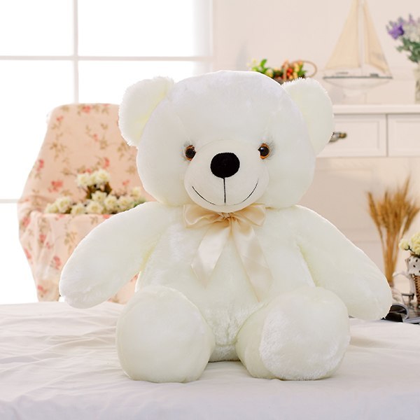 Kreativer Leuchtender LED Teddybär Kuscheltier Plüschspielzeug Bunt Leuchtendes Weihnachtsgeschenk für Kinder Kissen"