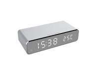 „LED Elektrischer Wecker mit Wireless Charger – Digitaler Tischwecker mit Thermometer, HD Spiegelanzeige & Uhr für Schreibtischdeko“
