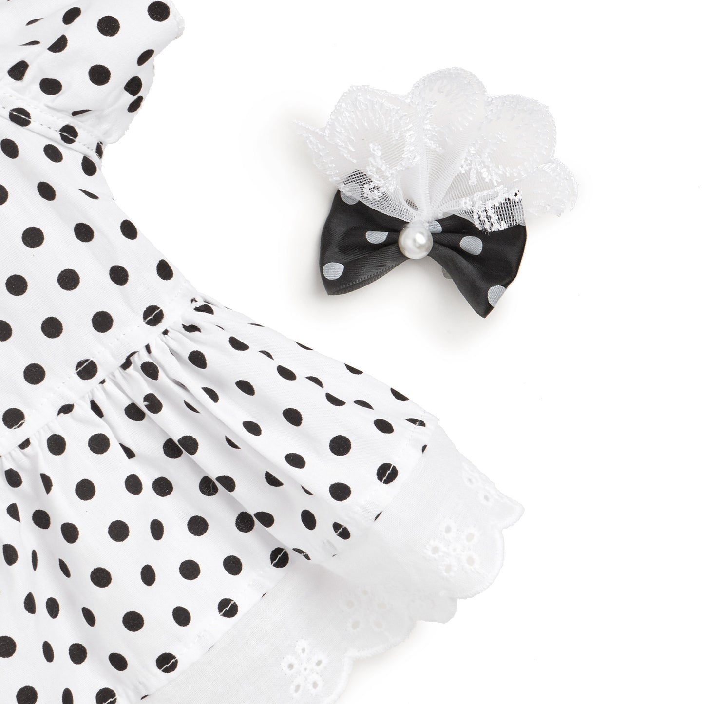 Hundekleid mit schwarzen und weißen Punkten – Niedlicher Prinzessinnen-Rock für kleine Hunde