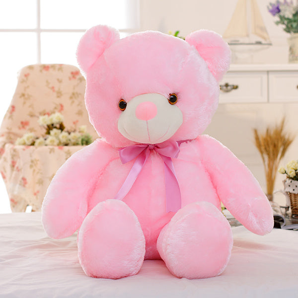 Kreativer Leuchtender LED Teddybär Kuscheltier Plüschspielzeug Bunt Leuchtendes Weihnachtsgeschenk für Kinder Kissen"