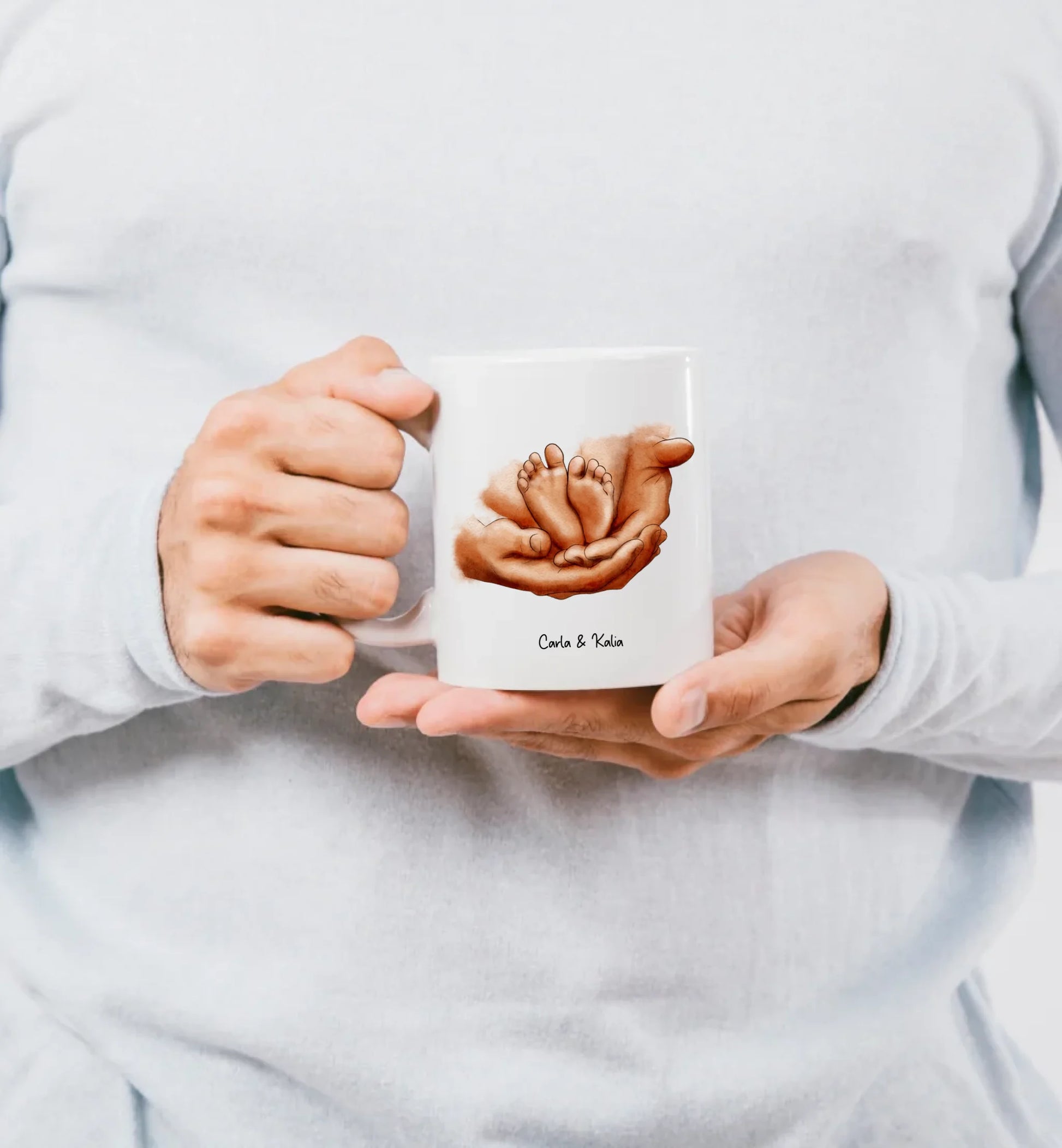 Personalisierte Tasse - Papa und Baby Hand