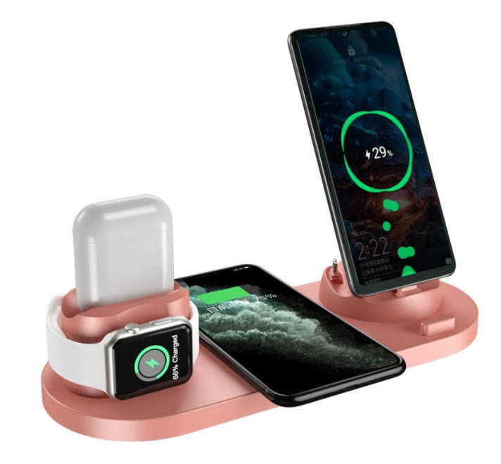 „Kabelloses Ladegerät für iPhone – Schnellladegerät für Handy, Ladepad für Telefon & Uhr, 6-in-1 Ladestation Dock