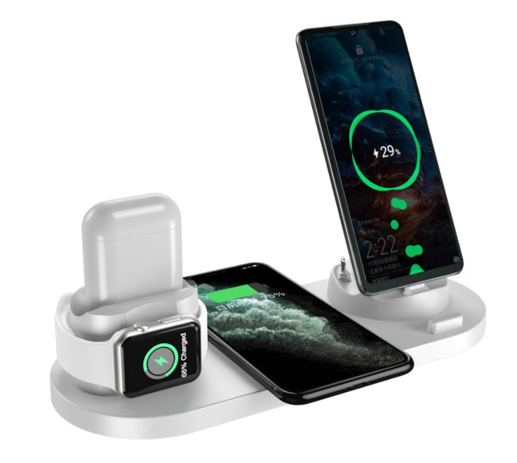 „Kabelloses Ladegerät für iPhone – Schnellladegerät für Handy, Ladepad für Telefon & Uhr, 6-in-1 Ladestation Dock