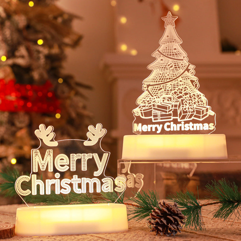 Weihnachtsdekoration 3D Lampe Acryl LED Nachtlicht Neujahr Valentinstag Weihnachtsgeschenk Kinder Geschenk Weihnachtsornamente