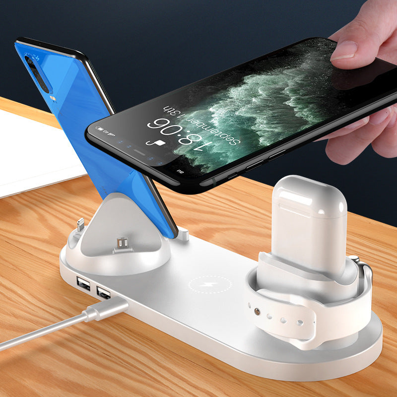 „Kabelloses Ladegerät für iPhone – Schnellladegerät für Handy, Ladepad für Telefon & Uhr, 6-in-1 Ladestation Dock