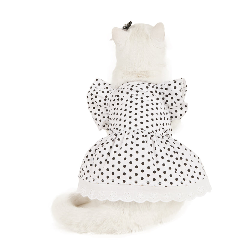 Hundekleid mit schwarzen und weißen Punkten – Niedlicher Prinzessinnen-Rock für kleine Hunde
